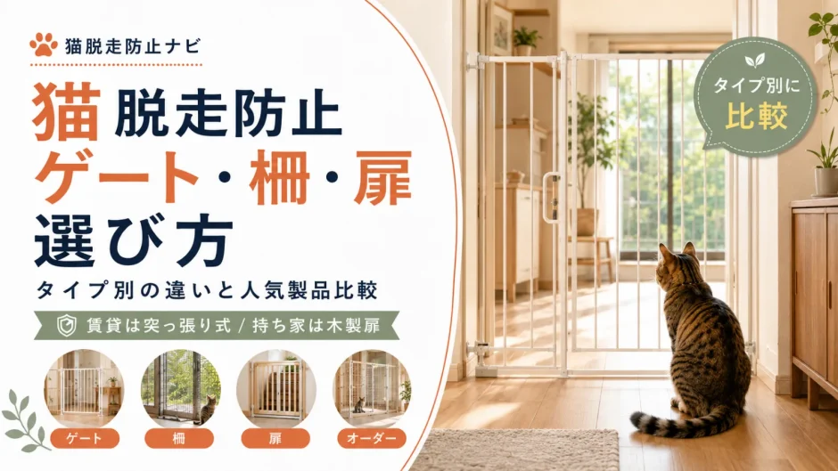 猫脱走防止用のゲート・柵・扉を比較する記事のアイキャッチ画像